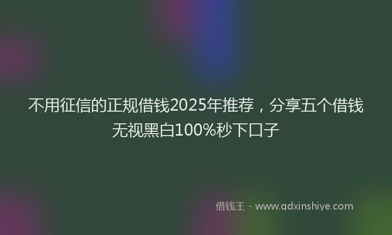 不用征信的正规借钱2025年推荐，分享五个借钱无视黑白100%秒下口子