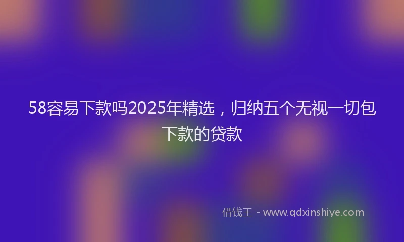 58容易下款吗2025年精选，归纳五个无视一切包下款的贷款