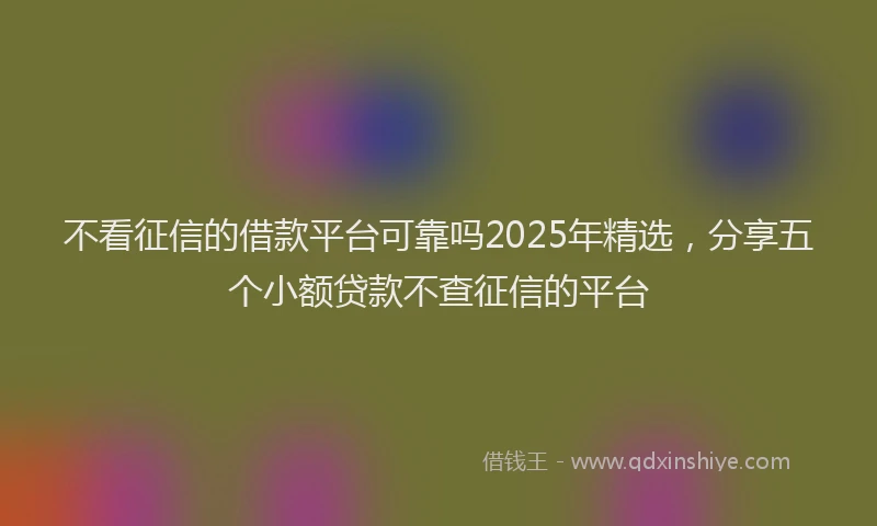不看征信的借款平台可靠吗2025年精选，分享五个小额贷款不查征信的平台