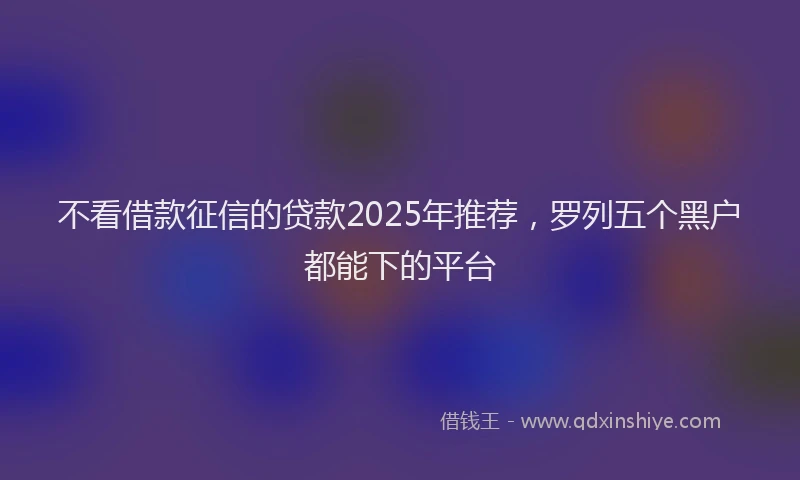 不看借款征信的贷款2025年推荐，罗列五个黑户都能下的平台