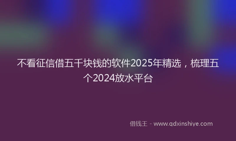 不看征信借五千块钱的软件2025年精选，梳理五个2024放水平台