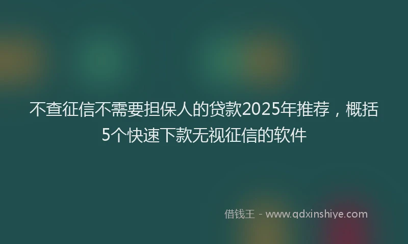 不查征信不需要担保人的贷款2025年推荐，概括5个快速下款无视征信的软件