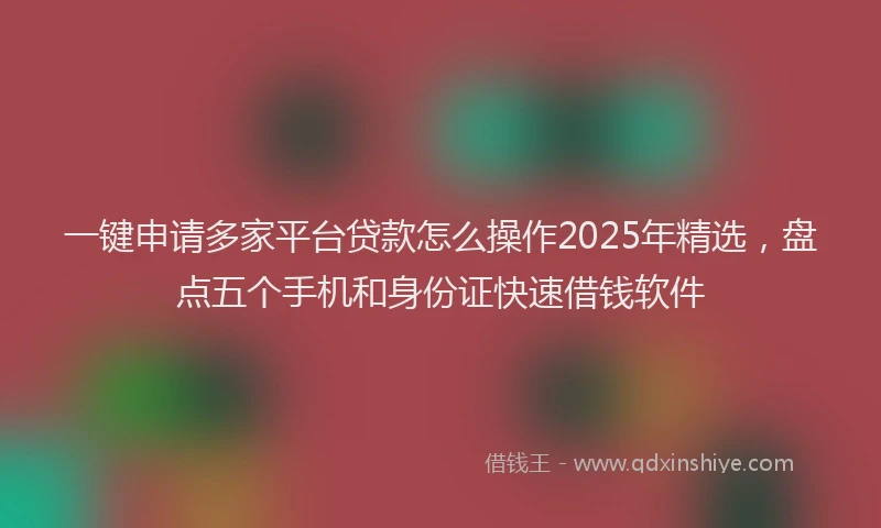 一键申请多家平台贷款怎么操作2025年精选，盘点五个手机和身份证快速借钱软件