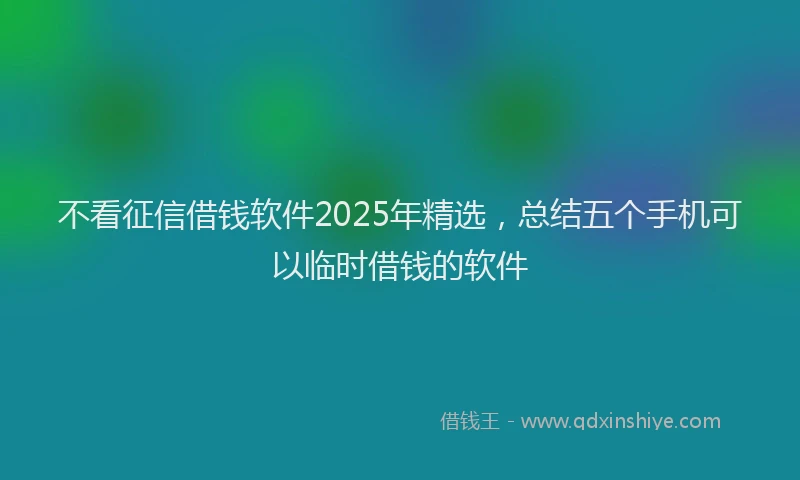 不看征信借钱软件2025年精选，总结五个手机可以临时借钱的软件