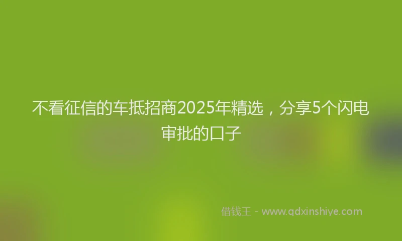 不看征信的车抵招商2025年精选，分享5个闪电审批的口子