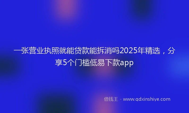 一张营业执照就能贷款能拆消吗2025年精选，分享5个门槛低易下款app