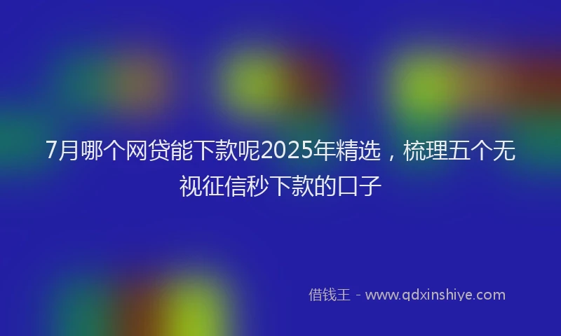 7月哪个网贷能下款呢2025年精选，梳理五个无视征信秒下款的口子