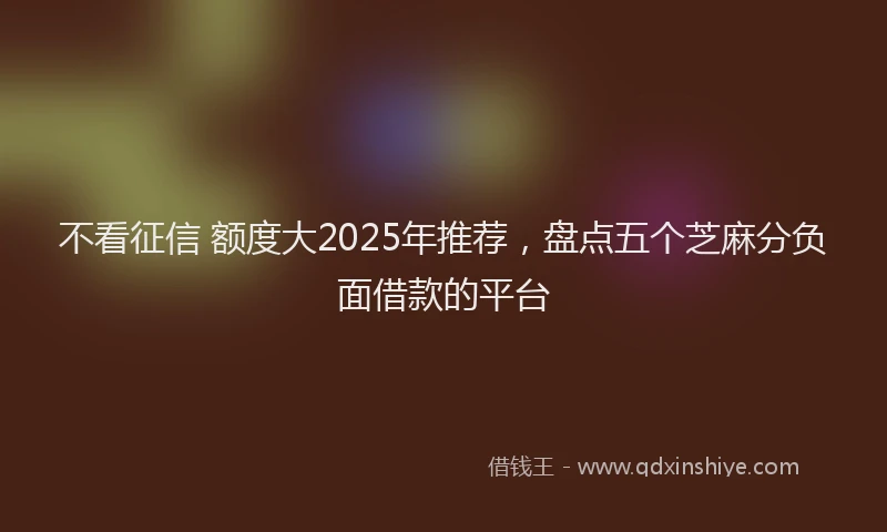 不看征信 额度大2025年推荐，盘点五个芝麻分负面借款的平台