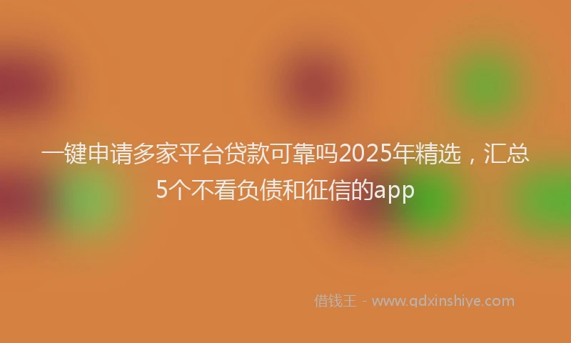 一键申请多家平台贷款可靠吗2025年精选，汇总5个不看负债和征信的app