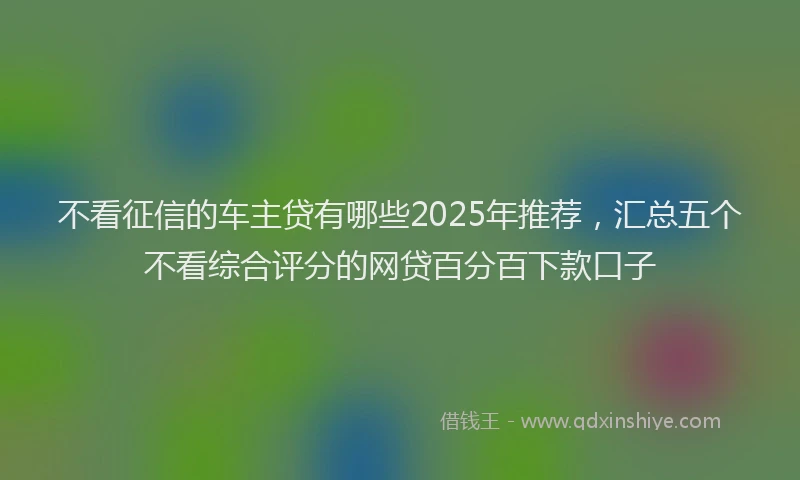 不看征信的车主贷有哪些2025年推荐，汇总五个不看综合评分的网贷百分百下款口子