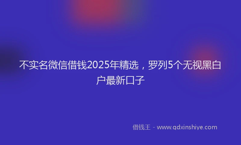不实名微信借钱2025年精选，罗列5个无视黑白户最新口子