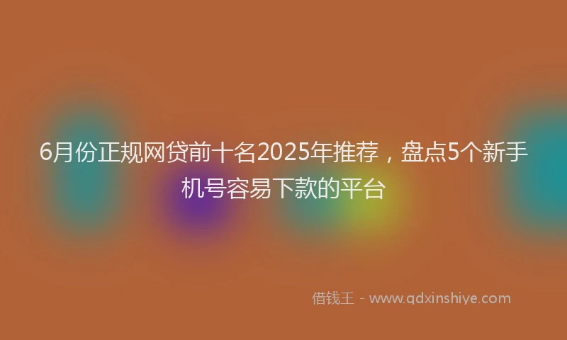 6月份正规网贷前十名2025年推荐，盘点5个新手机号容易下款的平台