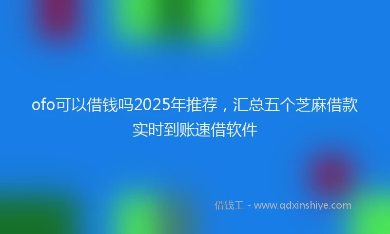 ofo可以借钱吗2025年推荐，汇总五个芝麻借款实时到账速借软件