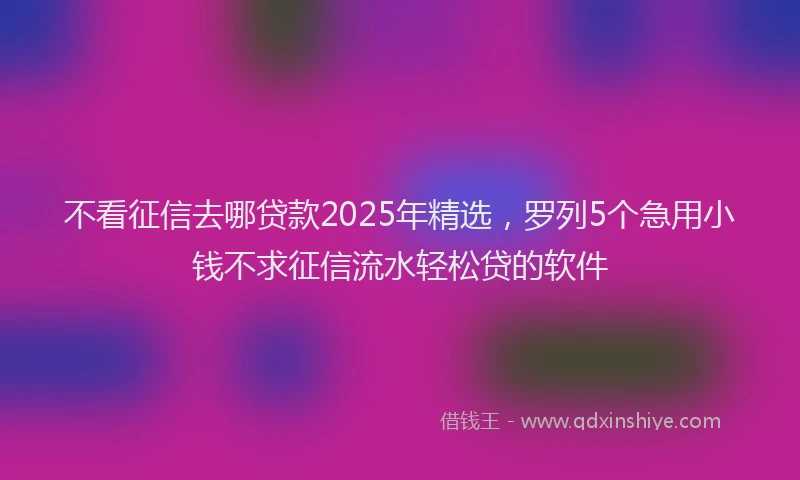 不看征信去哪贷款2025年精选，罗列5个急用小钱不求征信流水轻松贷的软件