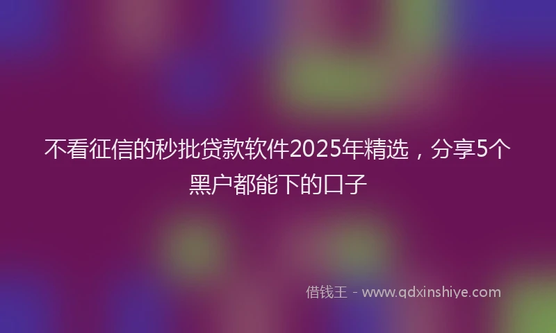 不看征信的秒批贷款软件2025年精选，分享5个黑户都能下的口子