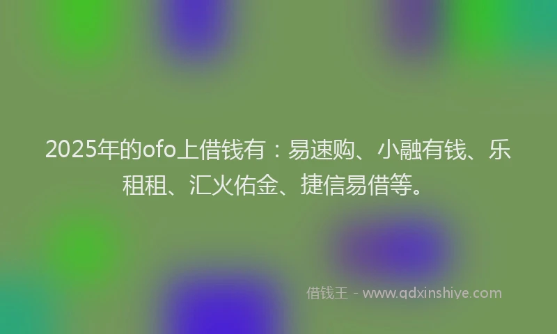 2025年的ofo上借钱有：易速购、小融有钱、乐租租、汇火佑金、捷信易借等。