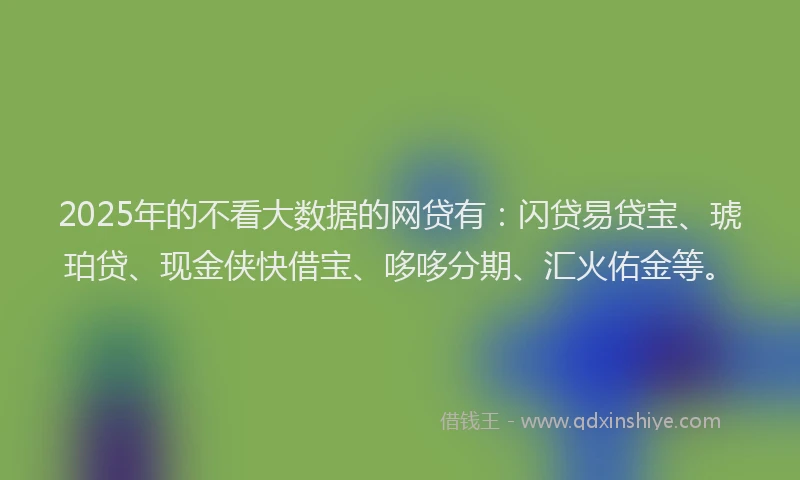 2025年的不看大数据的网贷有：闪贷易贷宝、琥珀贷、现金侠快借宝、哆哆分期、汇火佑金等。