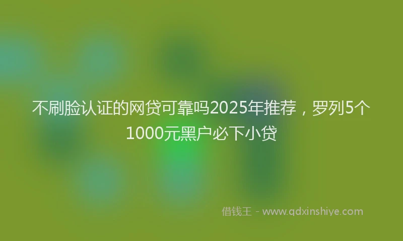 不刷脸认证的网贷可靠吗2025年推荐，罗列5个1000元黑户必下小贷