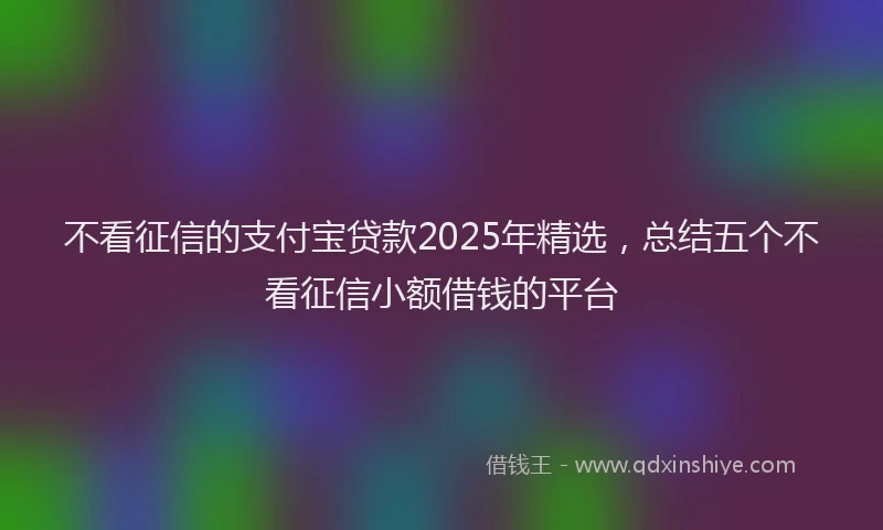 不看征信的支付宝贷款2025年精选，总结五个不看征信小额借钱的平台
