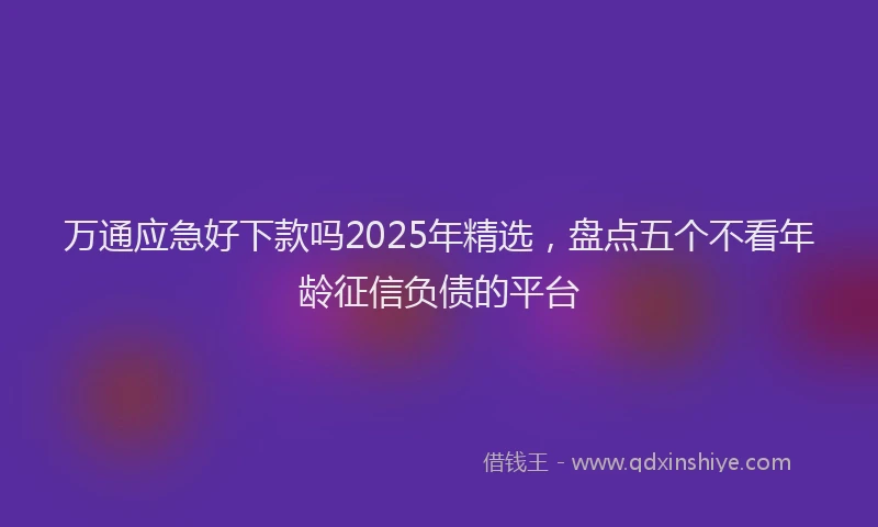 万通应急好下款吗2025年精选，盘点五个不看年龄征信负债的平台