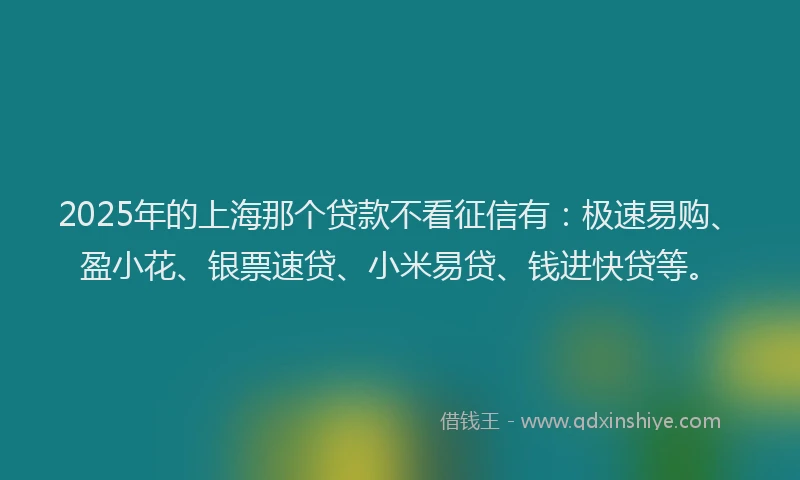 2025年的上海那个贷款不看征信有：极速易购、盈小花、银票速贷、小米易贷、钱进快贷等。