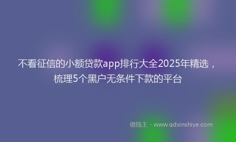 不看征信的小额贷款app排行大全2025年精选，梳理5个黑户无条件下款的平台