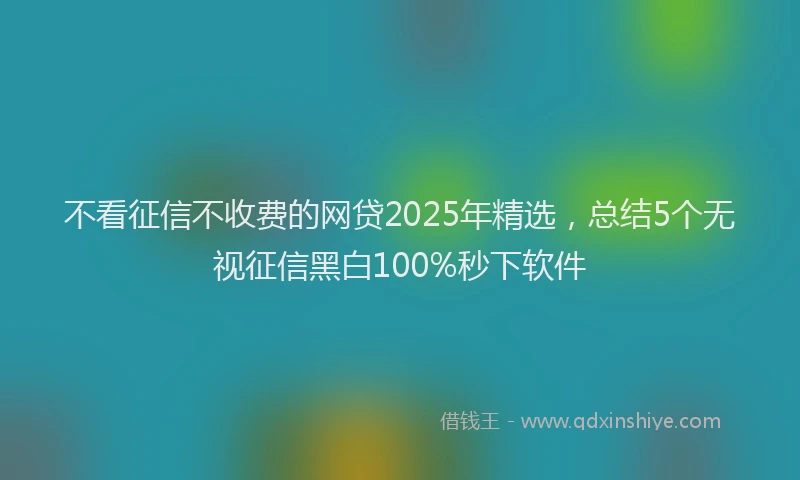 不看征信不收费的网贷2025年精选，总结5个无视征信黑白100%秒下软件