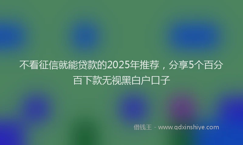不看征信就能贷款的2025年推荐，分享5个百分百下款无视黑白户口子
