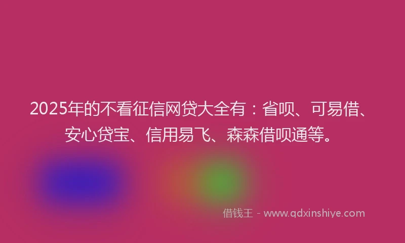 2025年的不看征信网贷大全有：省呗、可易借、安心贷宝、信用易飞、森森借呗通等。