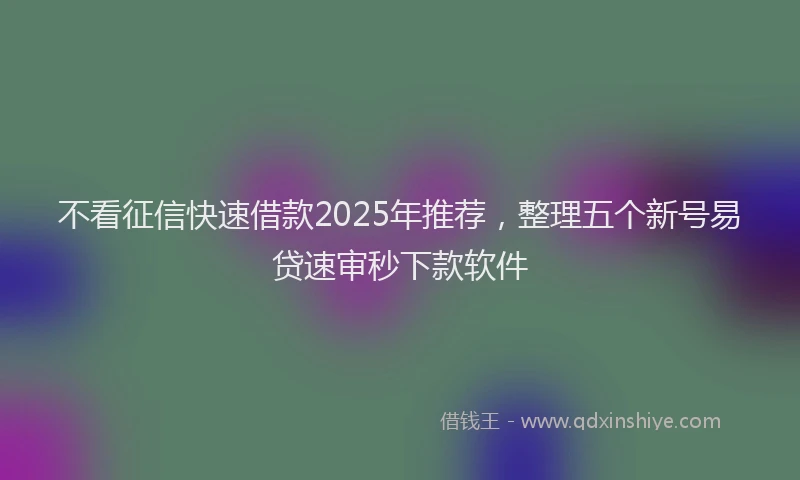 不看征信快速借款2025年推荐，整理五个新号易贷速审秒下款软件
