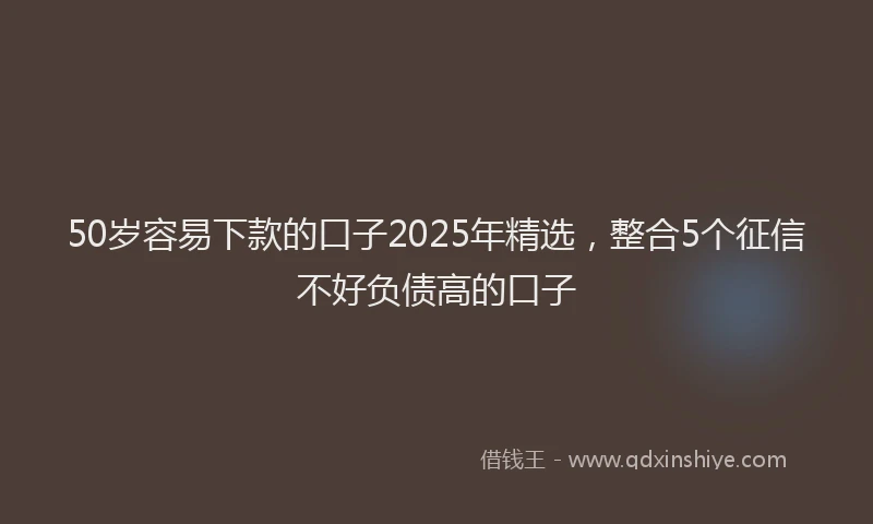 50岁容易下款的口子2025年精选，整合5个征信不好负债高的口子