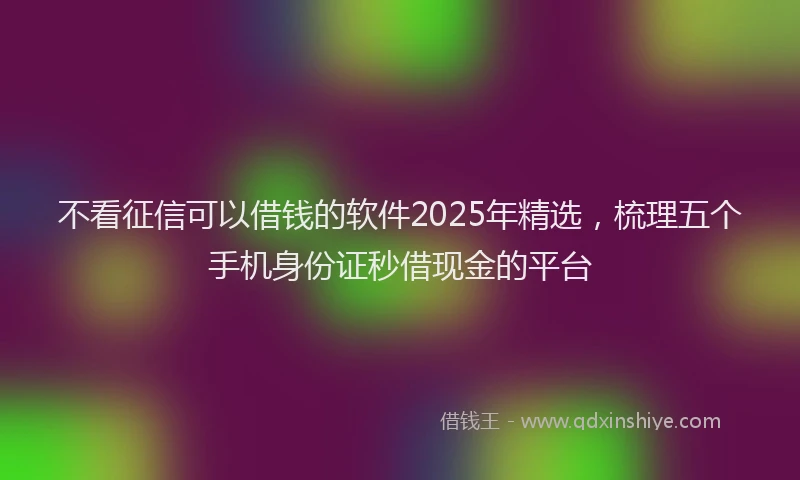 不看征信可以借钱的软件2025年精选，梳理五个手机身份证秒借现金的平台