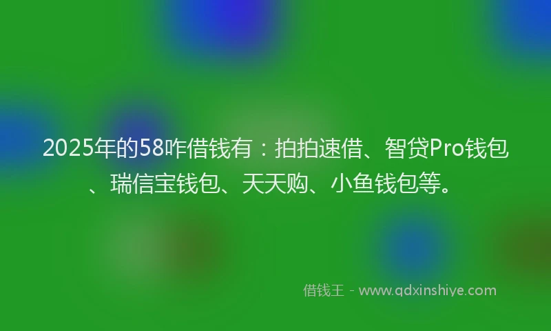2025年的58咋借钱有：拍拍速借、智贷Pro钱包、瑞信宝钱包、天天购、小鱼钱包等。