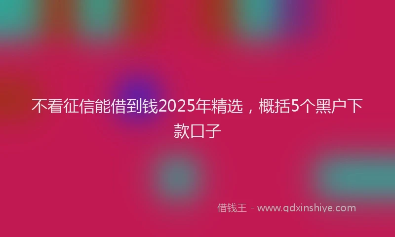 不看征信能借到钱2025年精选，概括5个黑户下款口子