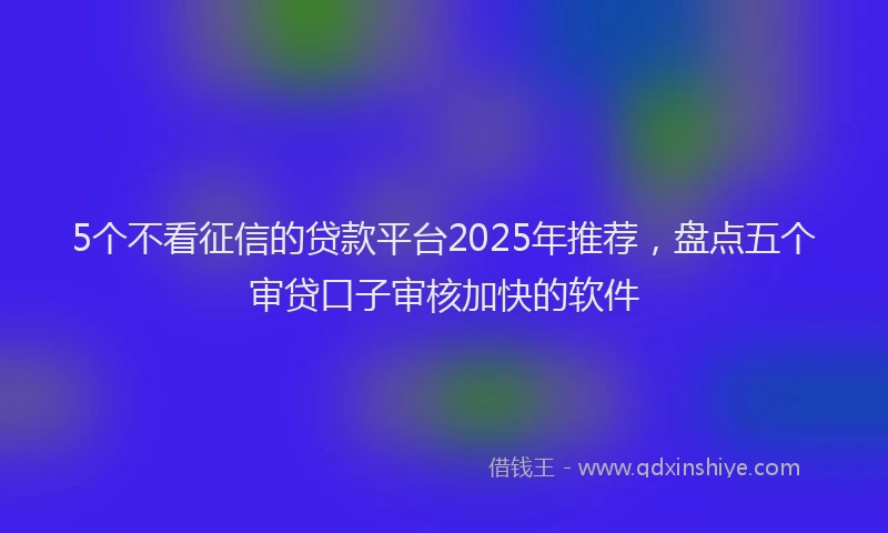 5个不看征信的贷款平台2025年推荐，盘点五个审贷口子审核加快的软件