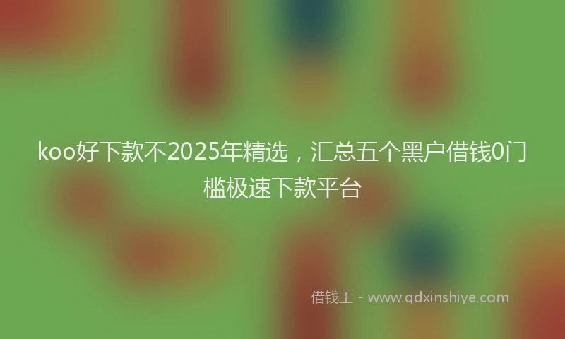koo好下款不2025年精选，汇总五个黑户借钱0门槛极速下款平台