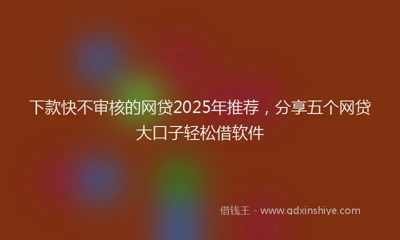 下款快不审核的网贷2025年推荐，分享五个网贷大口子轻松借软件