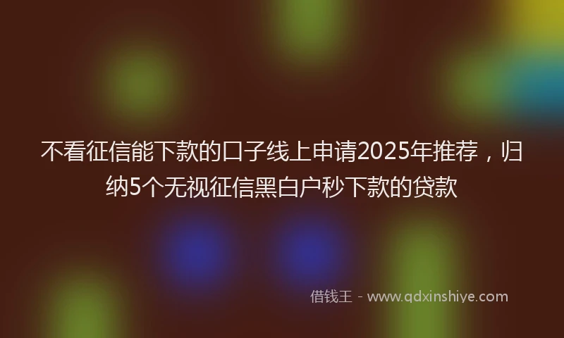 不看征信能下款的口子线上申请2025年推荐，归纳5个无视征信黑白户秒下款的贷款