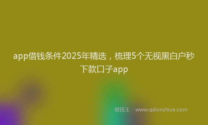 app借钱条件2025年精选，梳理5个无视黑白户秒下款口子app