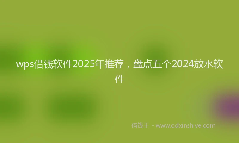 wps借钱软件2025年推荐，盘点五个2024放水软件