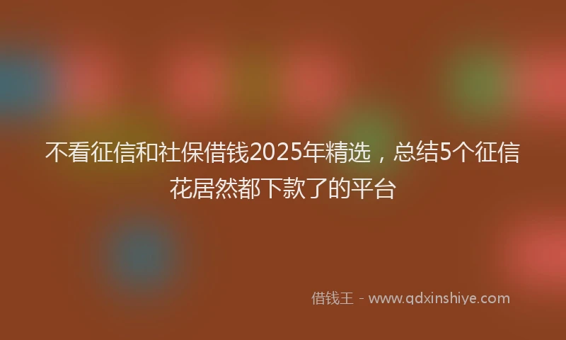 不看征信和社保借钱2025年精选，总结5个征信花居然都下款了的平台