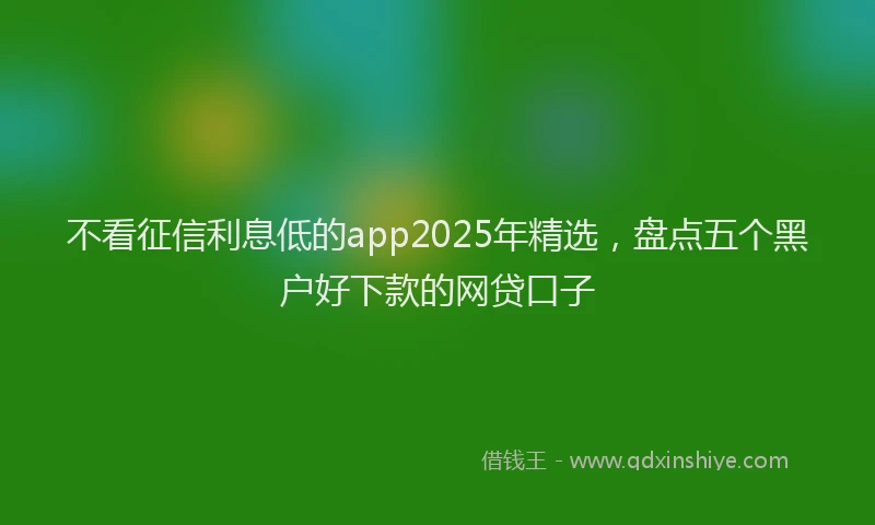 不看征信利息低的app2025年精选，盘点五个黑户好下款的网贷口子
