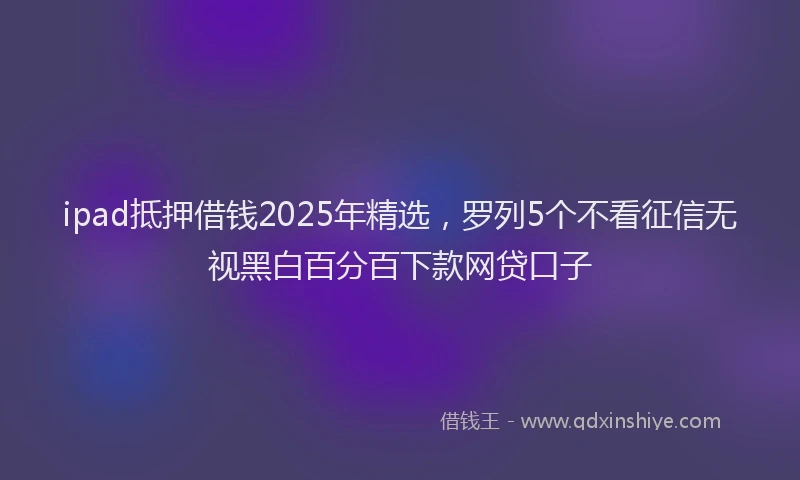 ipad抵押借钱2025年精选，罗列5个不看征信无视黑白百分百下款网贷口子