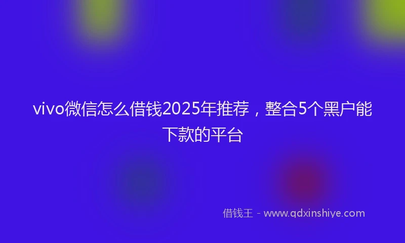 vivo微信怎么借钱2025年推荐，整合5个黑户能下款的平台