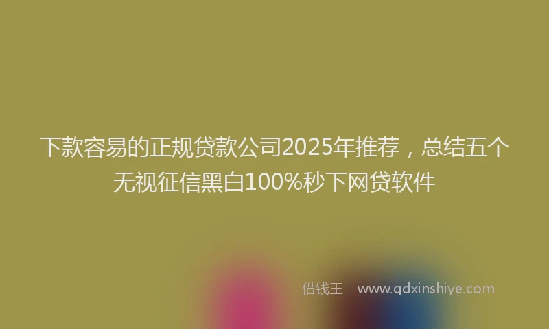 下款容易的正规贷款公司2025年推荐，总结五个无视征信黑白100%秒下网贷软件