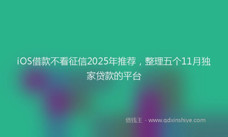 iOS借款不看征信2025年推荐，整理五个11月独家贷款的平台