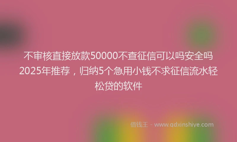 不审核直接放款50000不查征信可以吗安全吗2025年推荐，归纳5个急用小钱不求征信流水轻松贷的软件