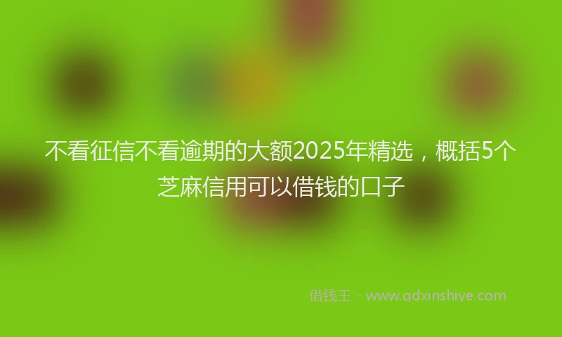 不看征信不看逾期的大额2025年精选，概括5个芝麻信用可以借钱的口子
