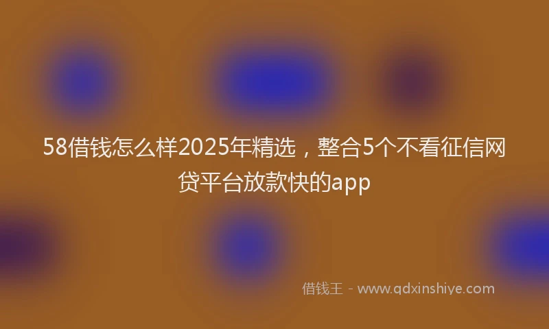 58借钱怎么样2025年精选，整合5个不看征信网贷平台放款快的app