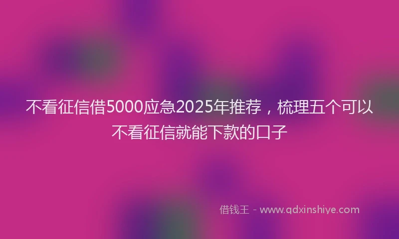 不看征信借5000应急2025年推荐，梳理五个可以不看征信就能下款的口子